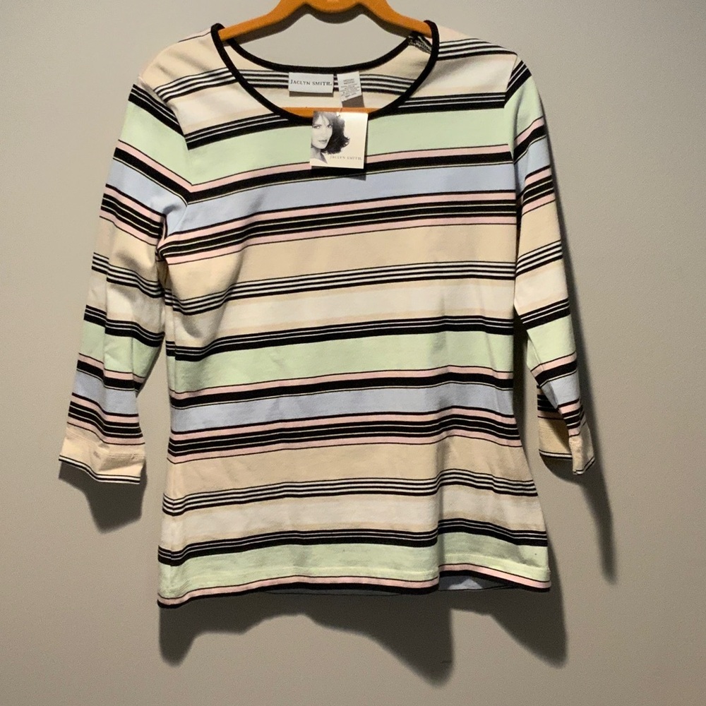 NWT Jaclyn Smith Multicolor Striped Long Sleeve Tee